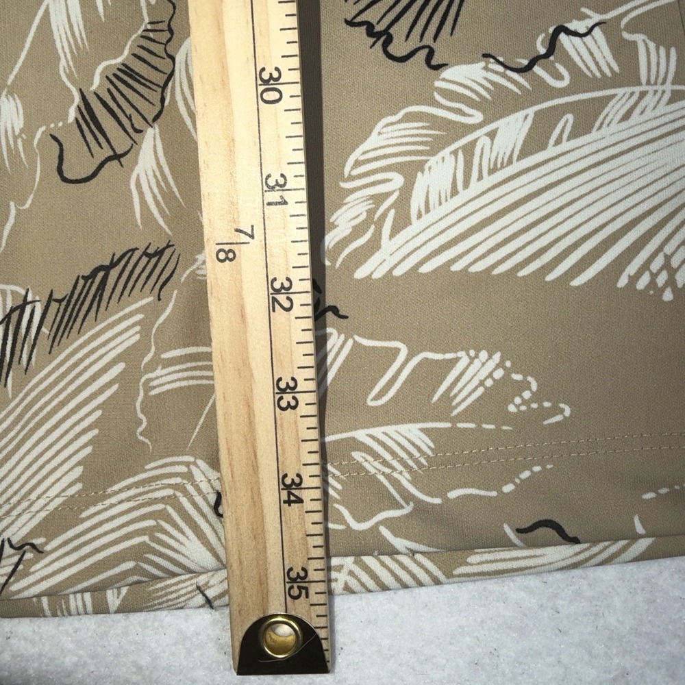 New York & Company Dress XS Tan Floral Leaf Short Sleeve Collared Midi - Picture 5 of 10